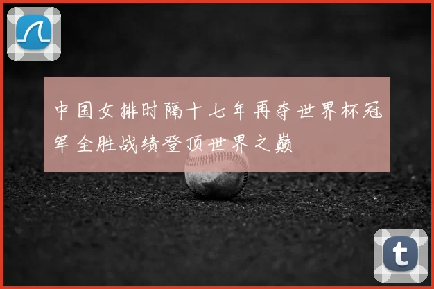 中国女排时隔十七年再夺世界杯冠军全胜战绩登顶世界之巅